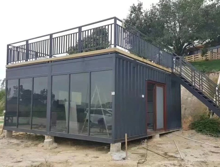 大波紋箱-單間玻璃集裝箱房屋